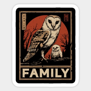 Barn Owl Family – Night Watchers of Love Sticker